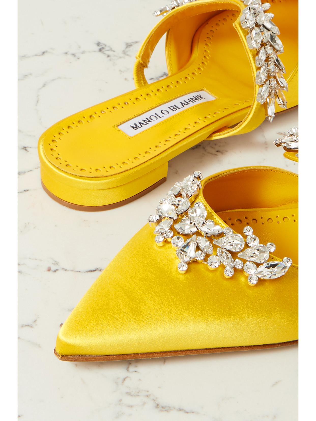 MANOLO BLAHNIK Lurum Satin Flat In Yellow Product Image