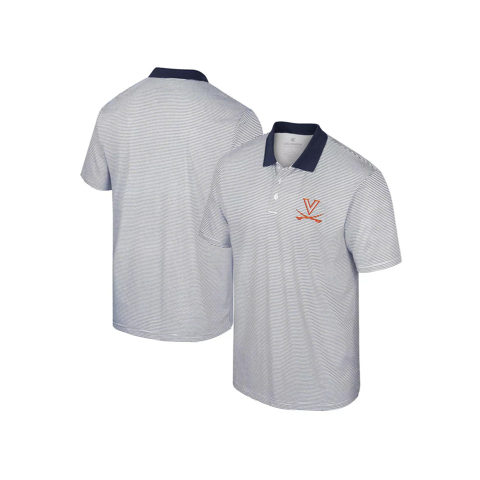 Men's Colosseum White/Navy Virginia Cavaliers Print Stripe Polo,  Product Image