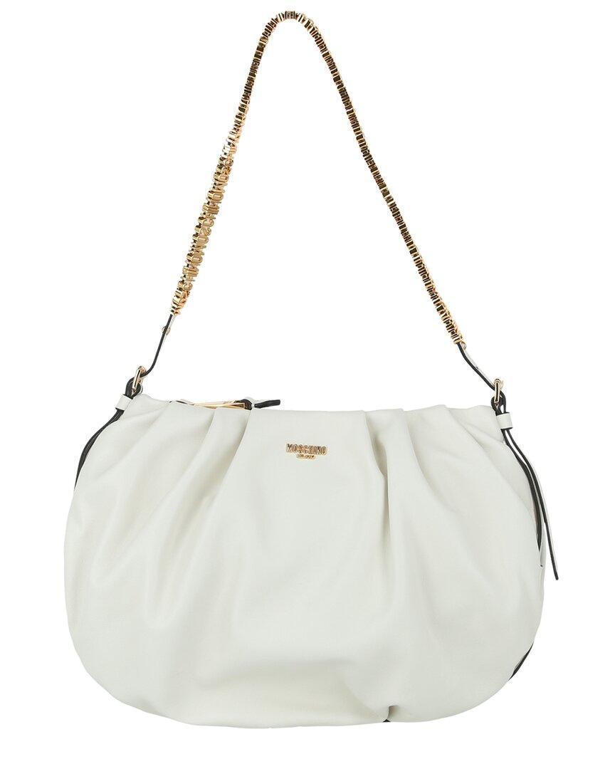 MOSCHINO Mini Lettering Laminated Shoulder Bag In White Product Image