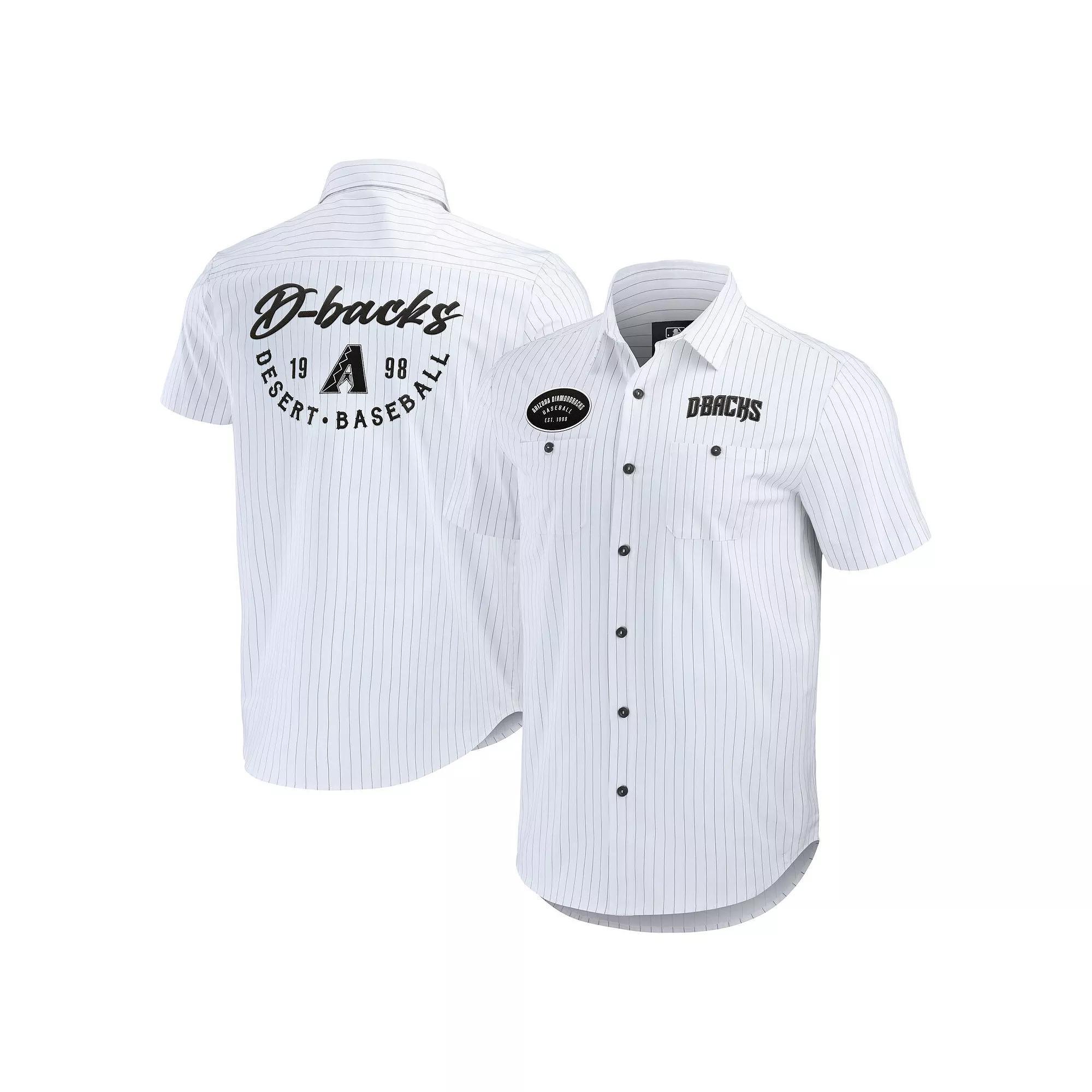Men's Darius Rucker Collection by Fanatics White Arizona Diamondbacks Pin Stripe Short Sleeve Button-Up Shirt,  Product Image