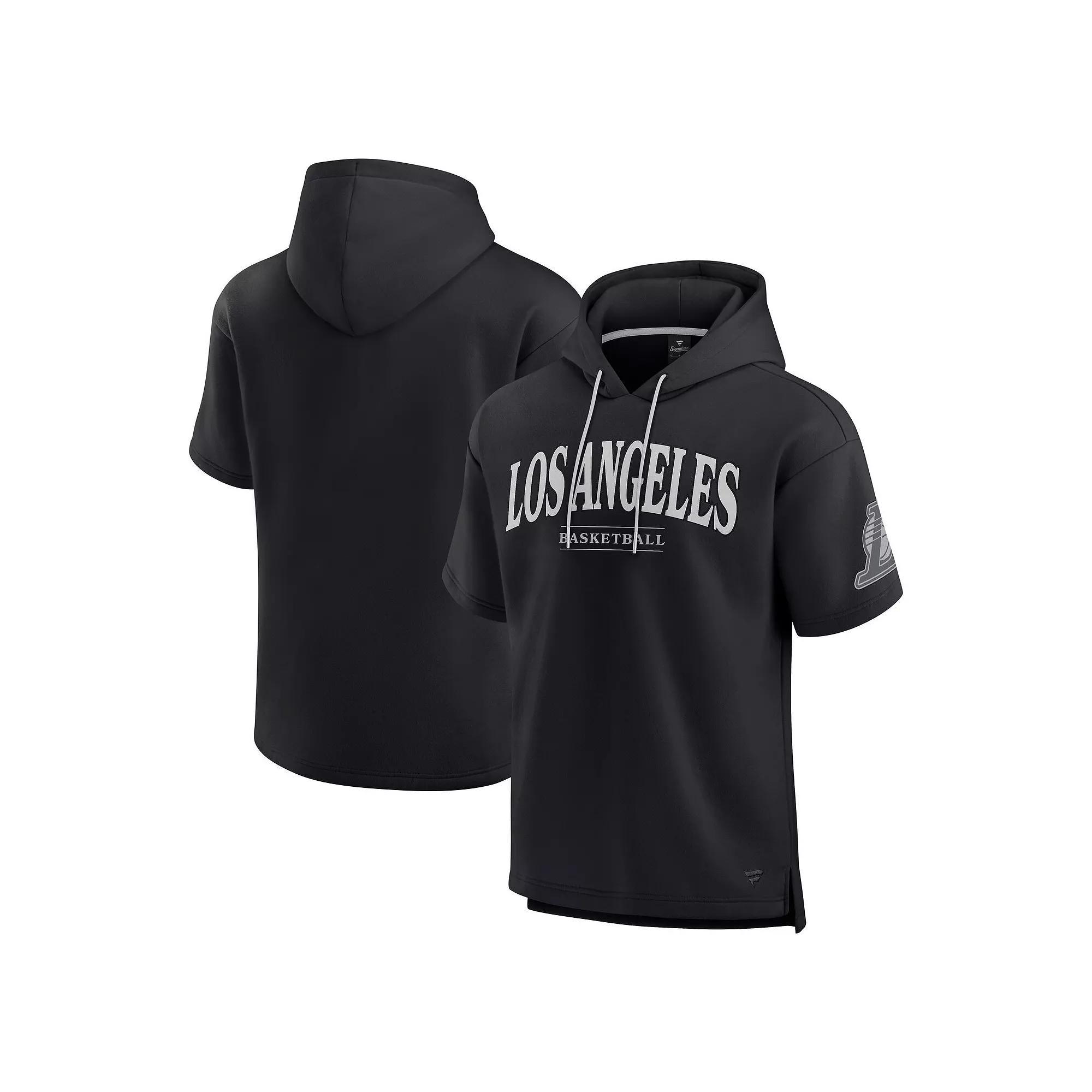 Men's Fanatics Black Los Angeles Lakers Elements Ready Short Sleeve Pullover Hoodie,  Product Image