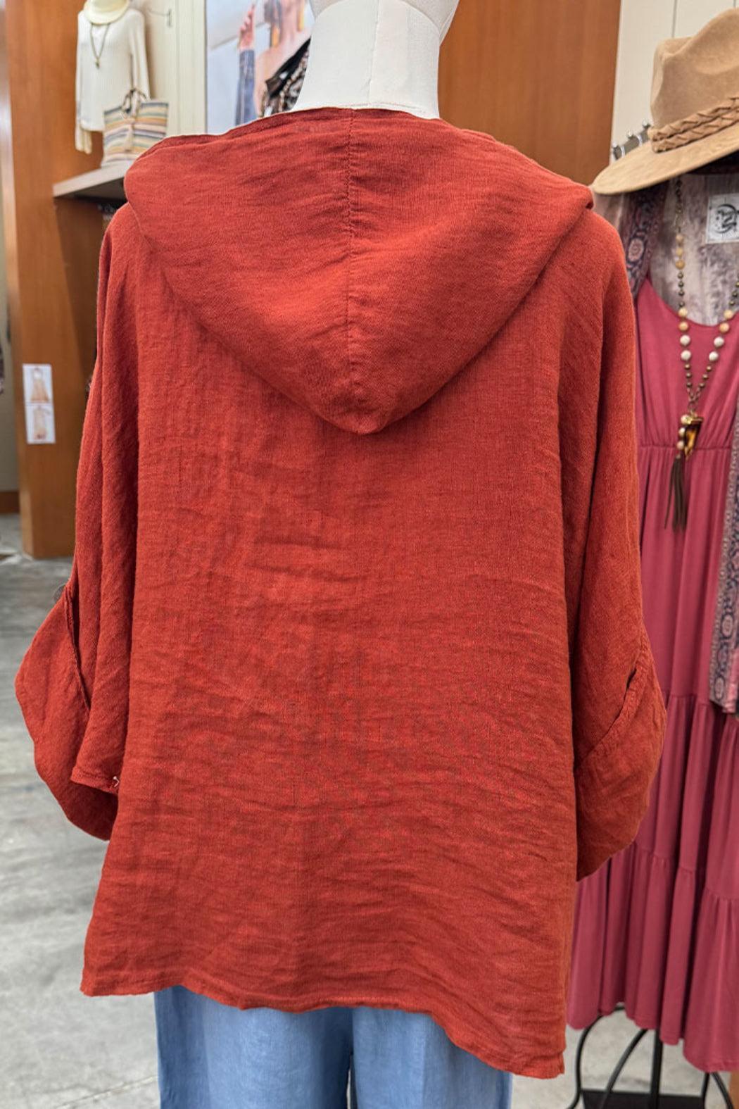 Italian Linen Hooded Shacket Product Image