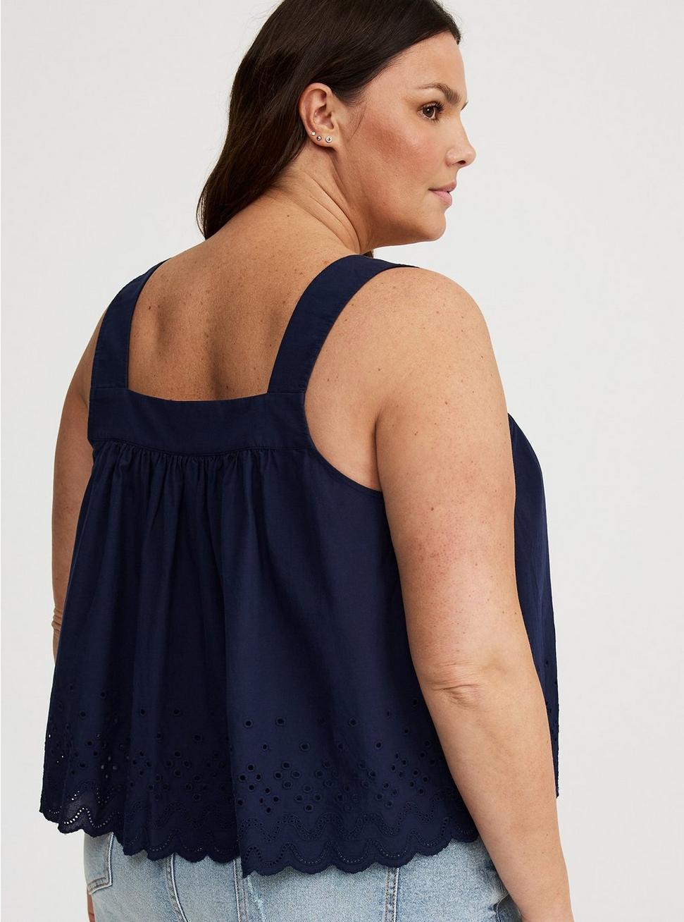 Eyelet Trim Front Crop Top Product Image