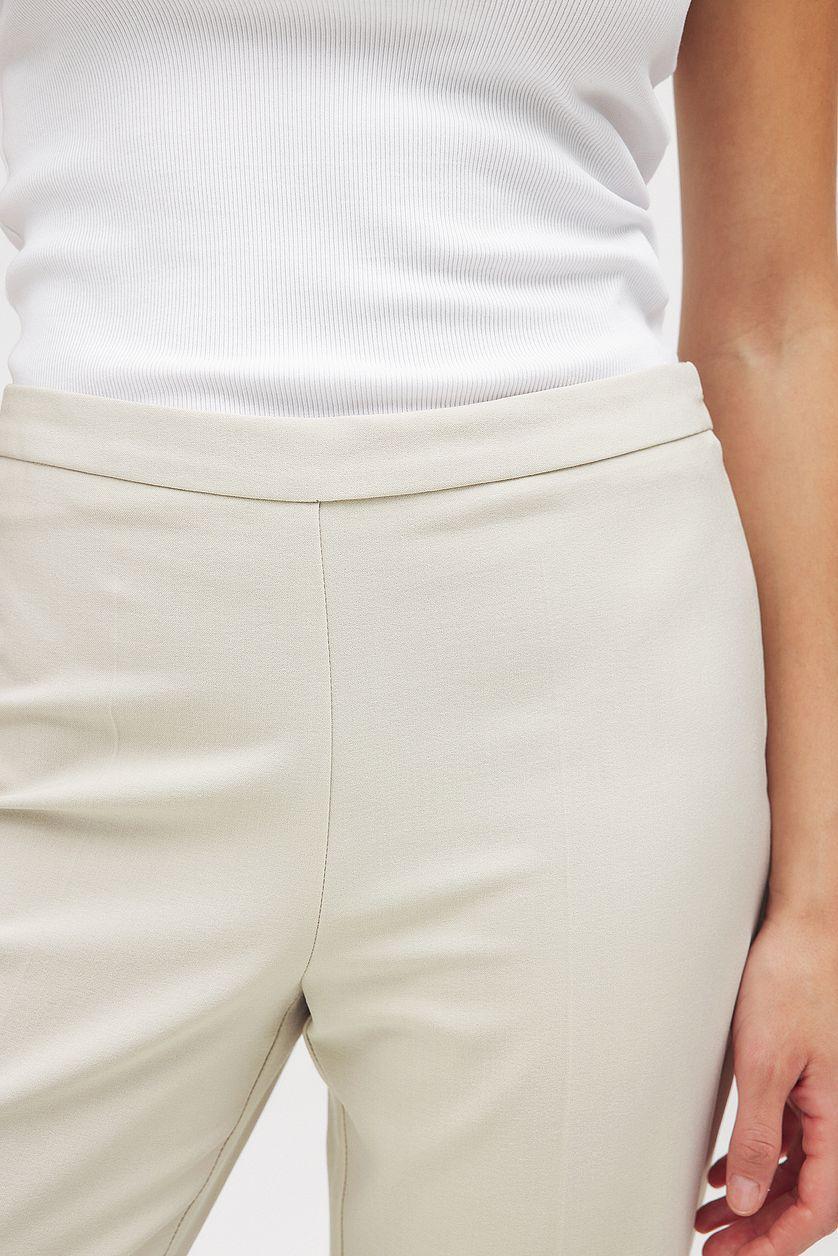 Cropped Mid Waist Pants Beige Product Image