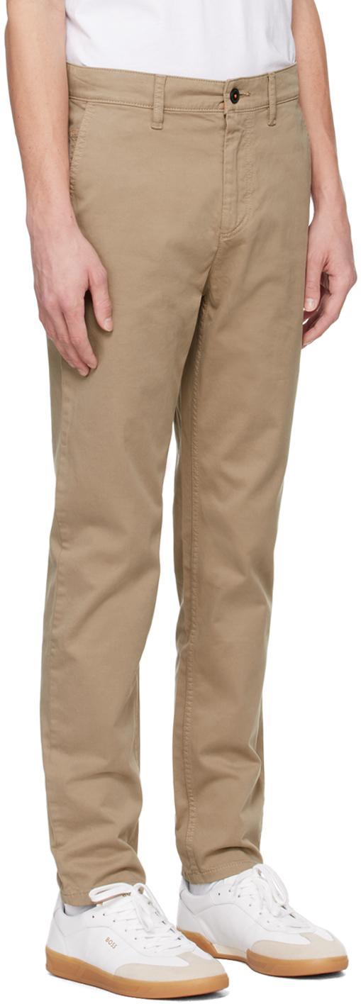 HUGO BOSS Taupe Slim-fit Trousers In 246-open Brown Product Image