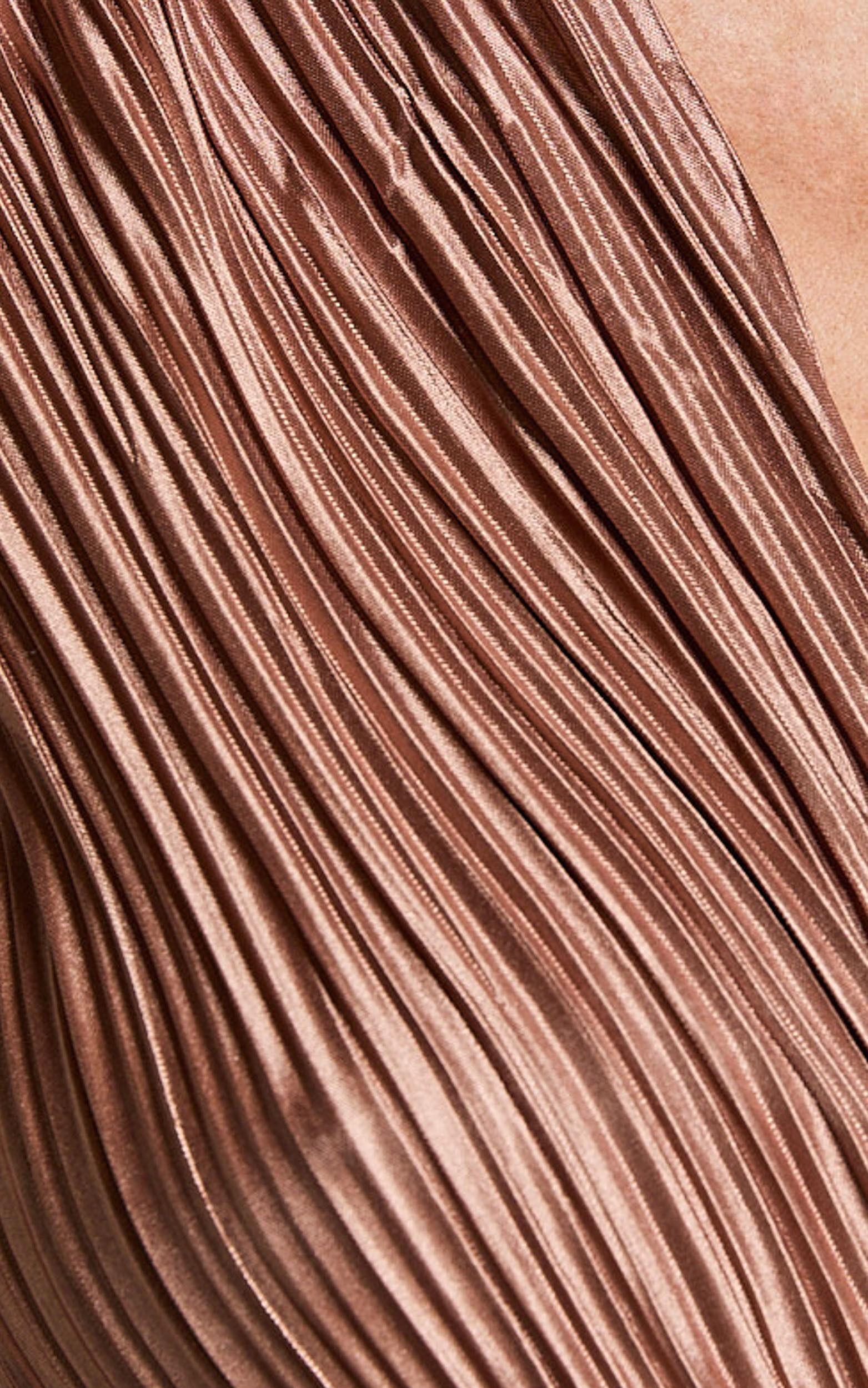 Aluna Two Piece Set - Plisse Twist Front Crop Top and Wide Leg Pants Set in Chocolate Product Image