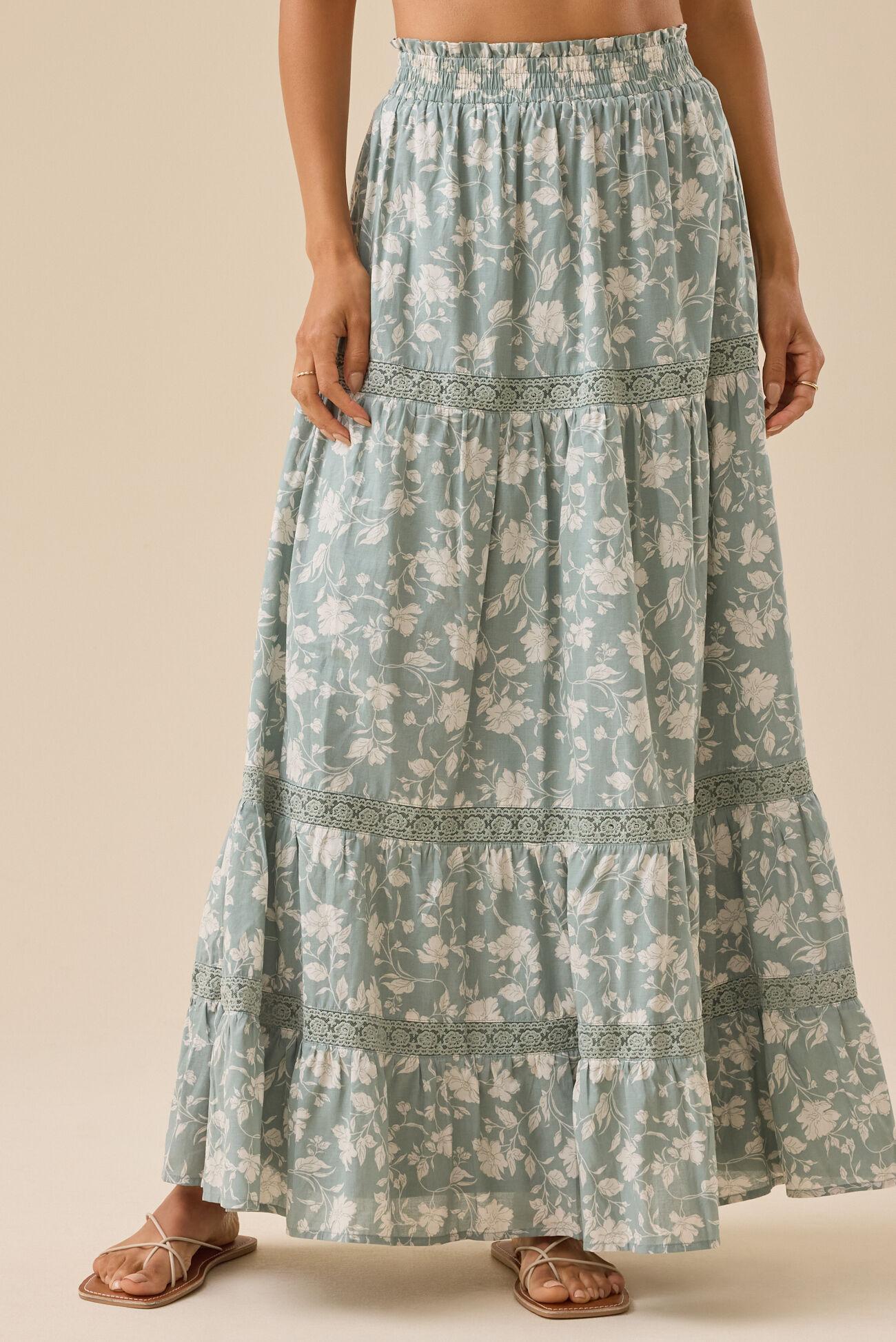 Kait Lace Tiered Midi Skirt Product Image
