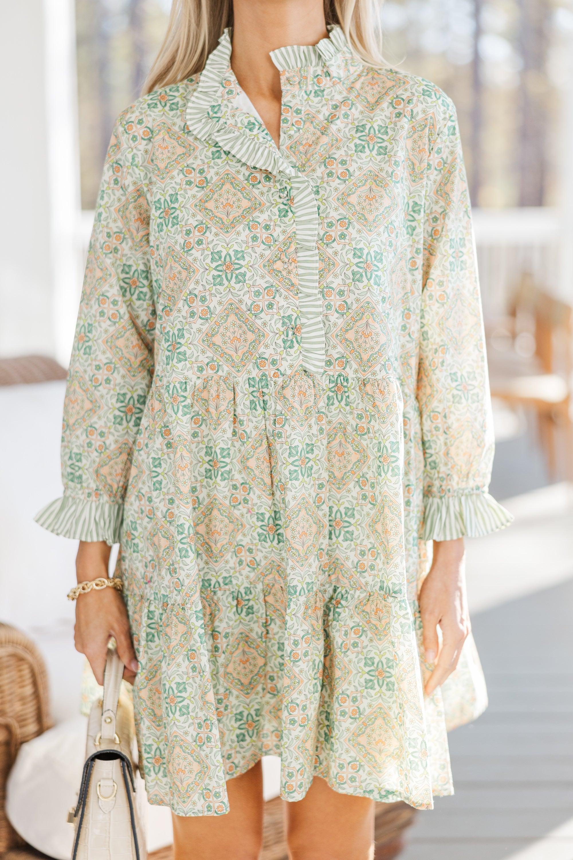 The Serenity Sage Green Floral Dress Female Product Image