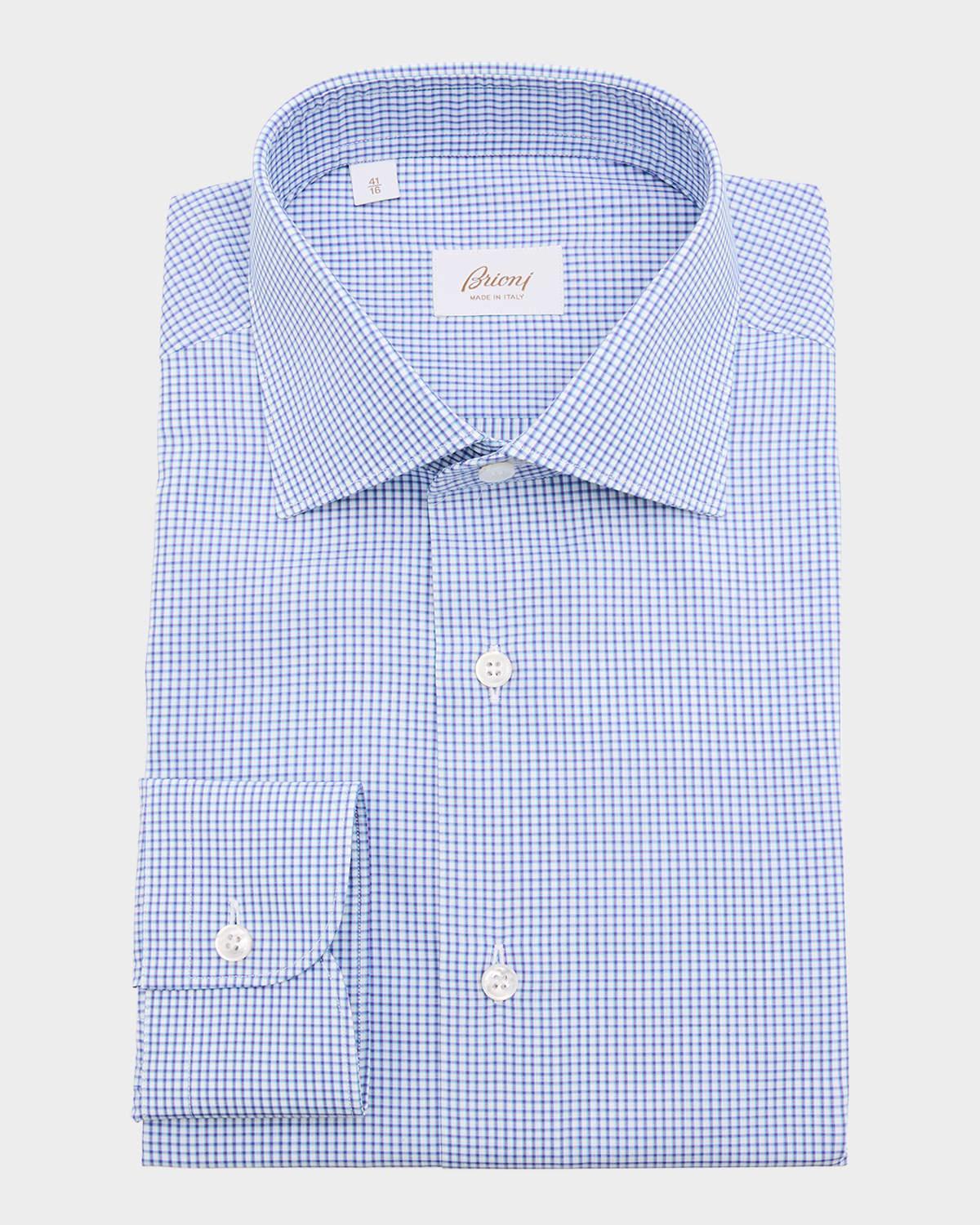 Men's Cotton Grid Check Dress Shirt Product Image