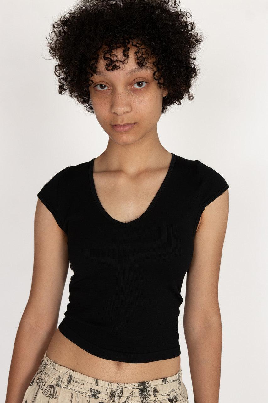 Seamless Cap Sleeve V Neck Tee Product Image