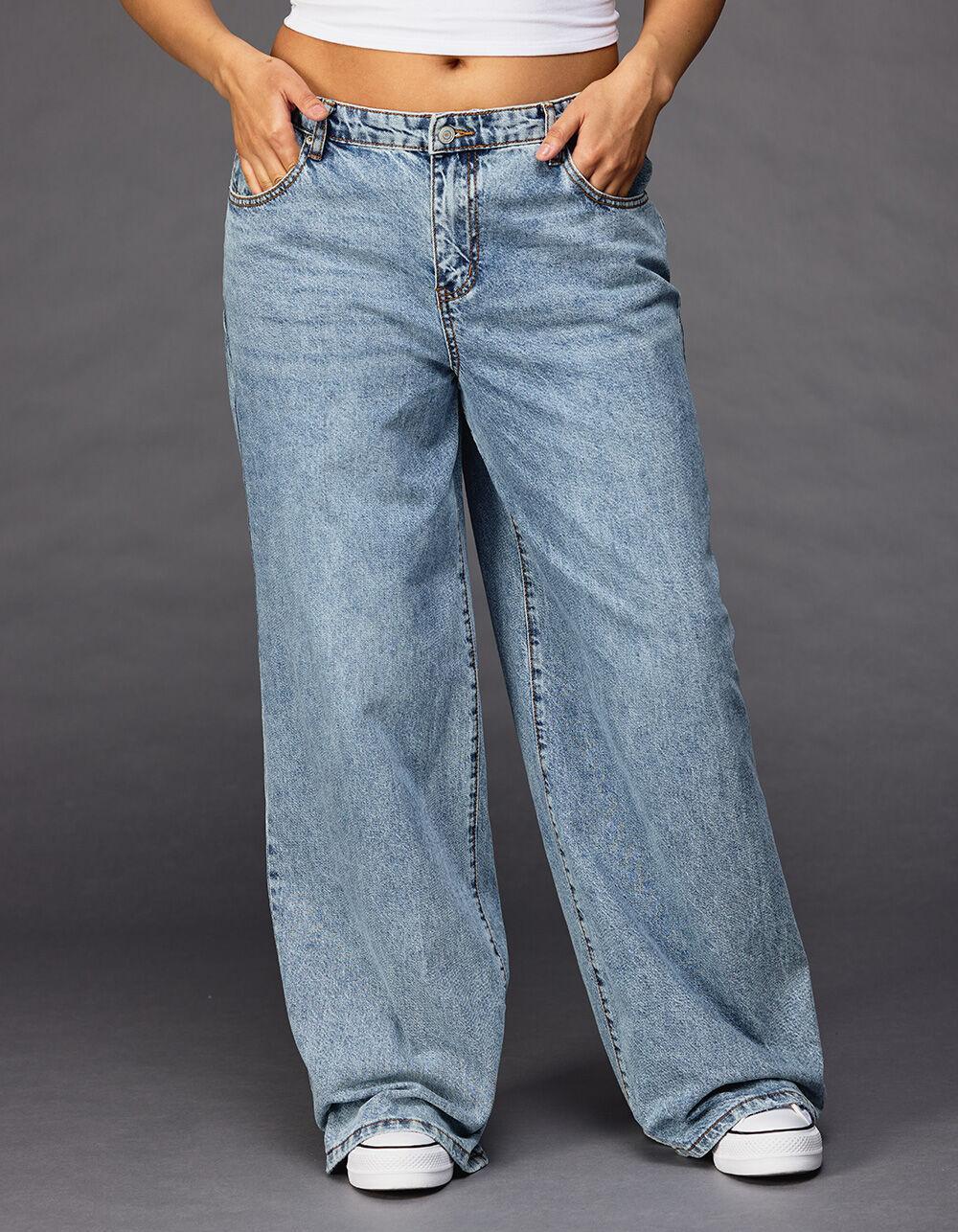 RSQ Womens Low Rise Wide Leg Jeans - LIGHT WASH Product Image