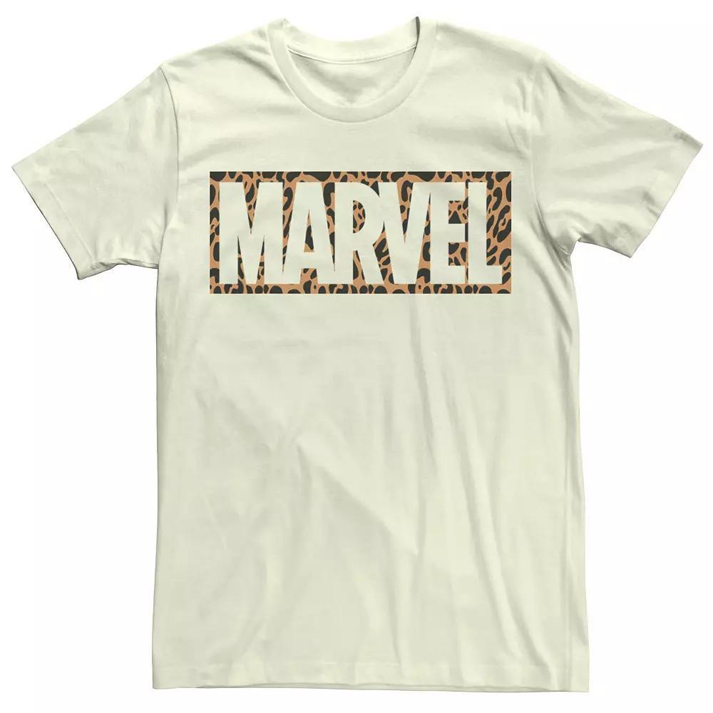 Men's Marvel Cheetah Print Brick Logo Tee, Size: Small, Natural Product Image