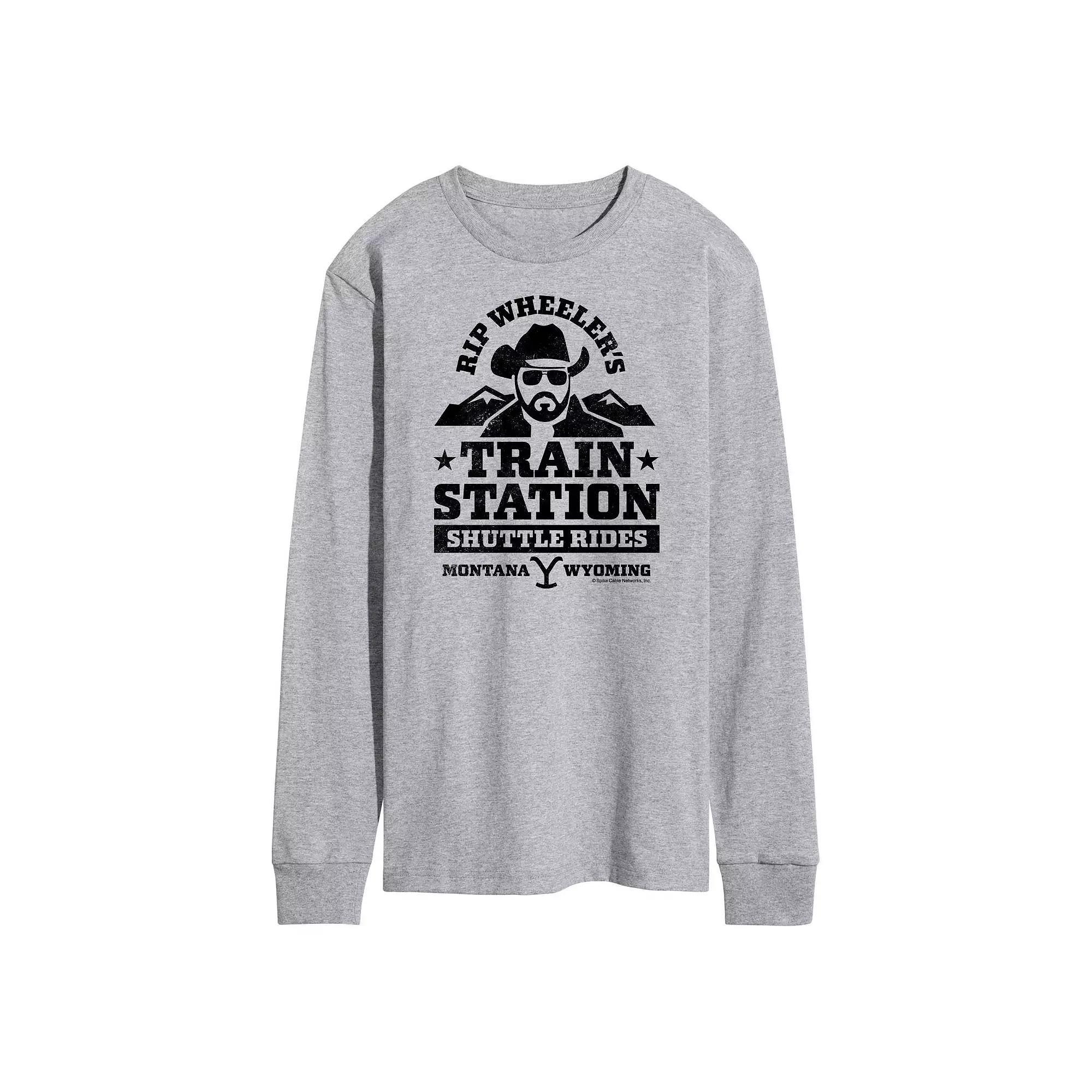 Men's Yellowstone RIP Wheeler Long Sleeve Graphic Tee, Size: Large, Gray Product Image