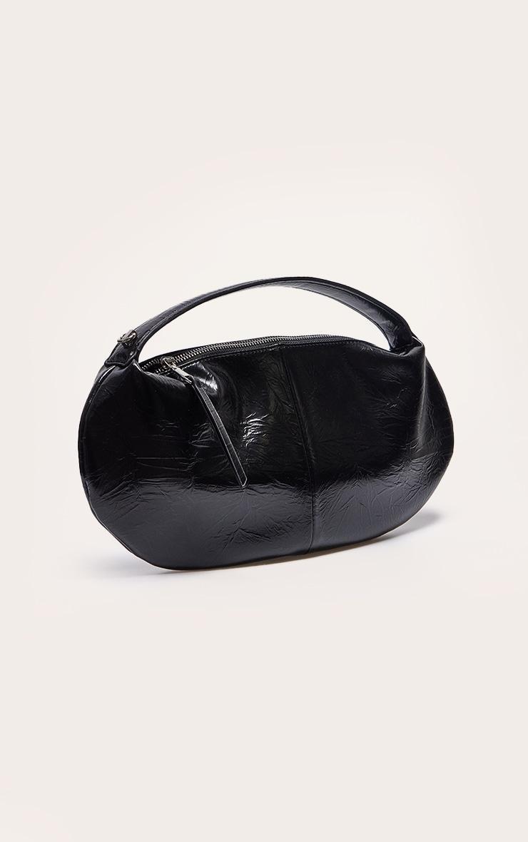 Black PU Curved Slouch Shoulder Bag Product Image