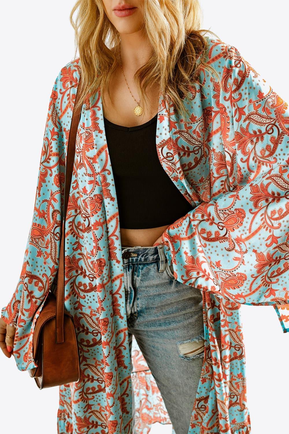 Printed Open Front Duster Cardigan Product Image