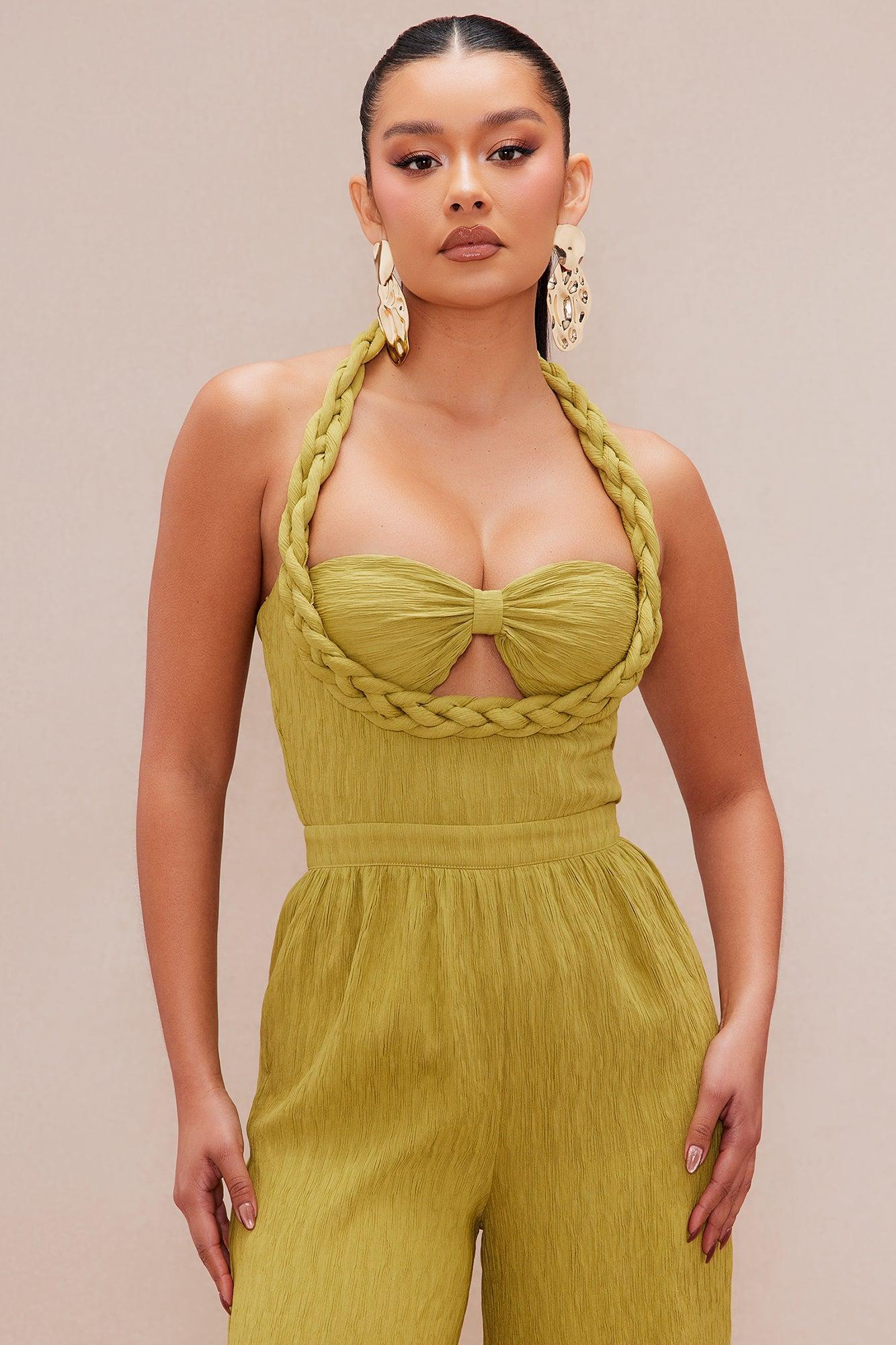 Chelsea Textured Jumpsuit - Olive Product Image