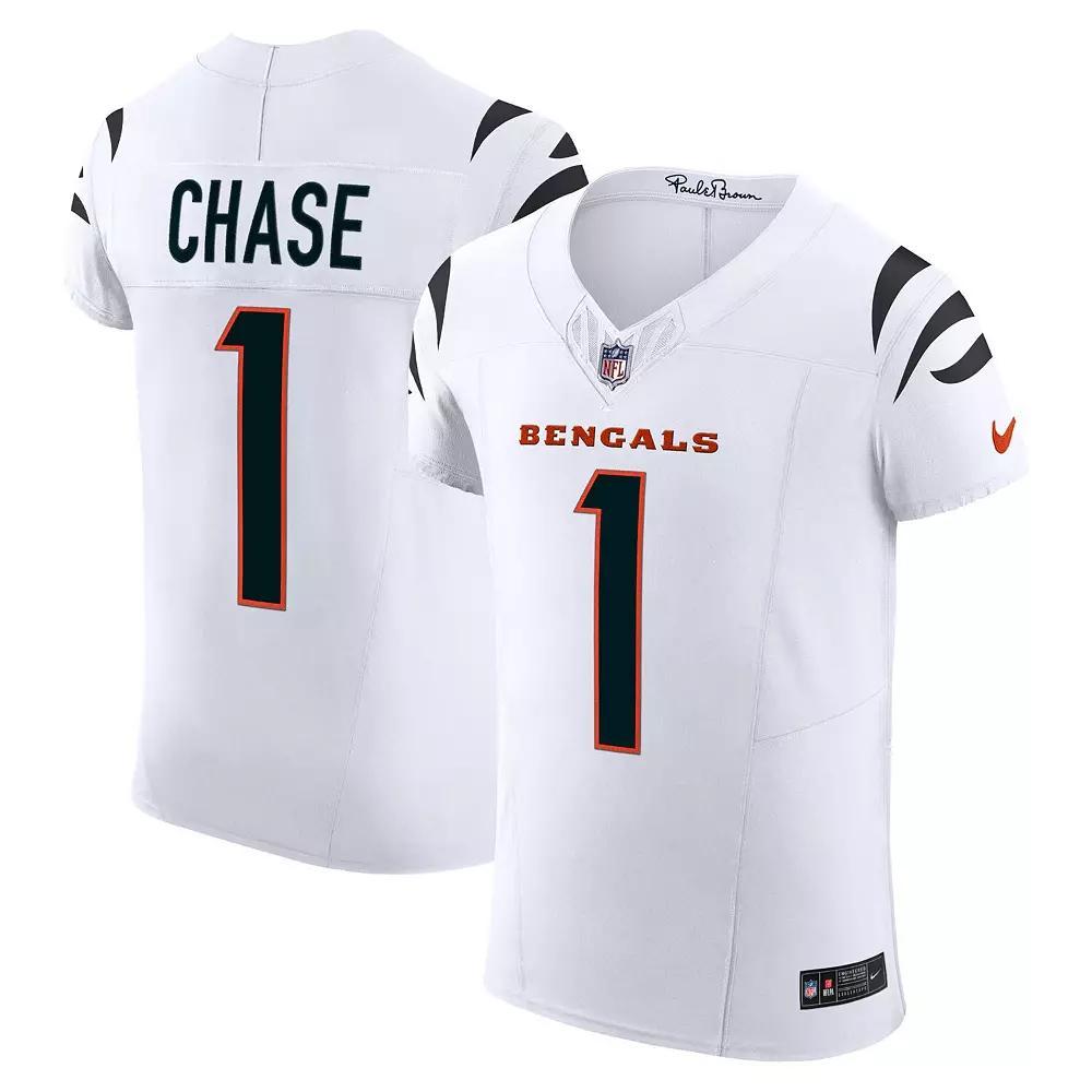 Men's Nike Ja'Marr Chase White Cincinnati Bengals  Vapor F.U.S.E. Elite Jersey, Size: 48 Product Image