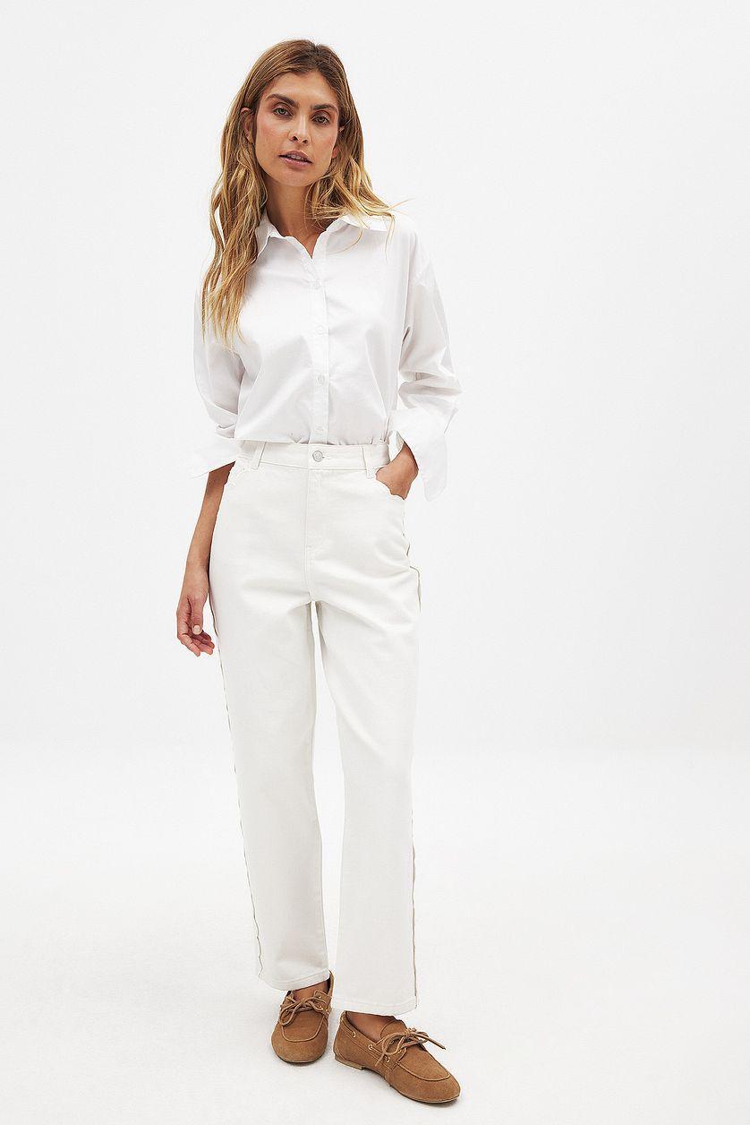 Cropped Scallop Detail Denim Product Image