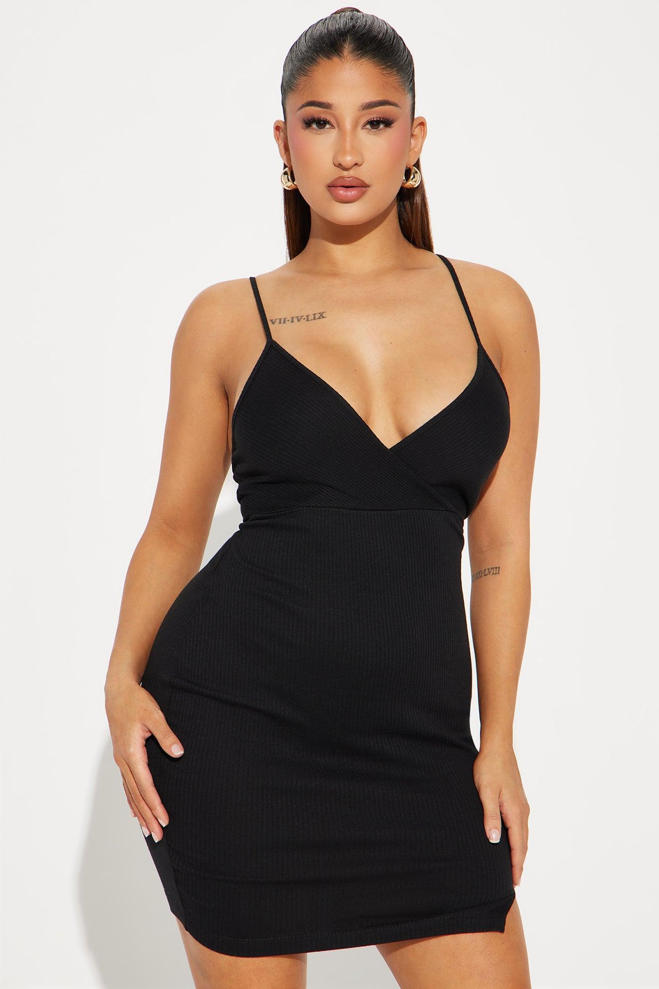 Daria Ribbed Mini Dress - Black Product Image