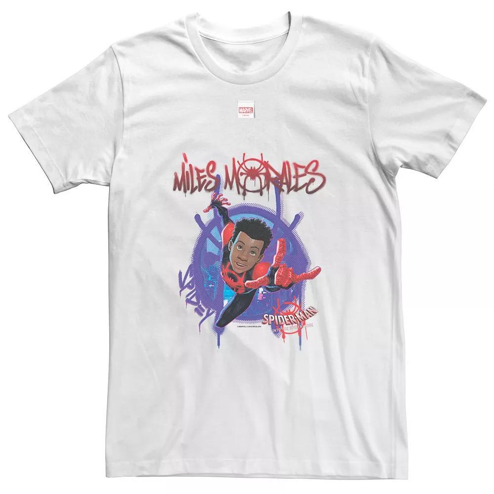 Big & Tall Marvel Spiderverse Miles Morales Splat Tee, Men's, Size: Large Tall, White Product Image