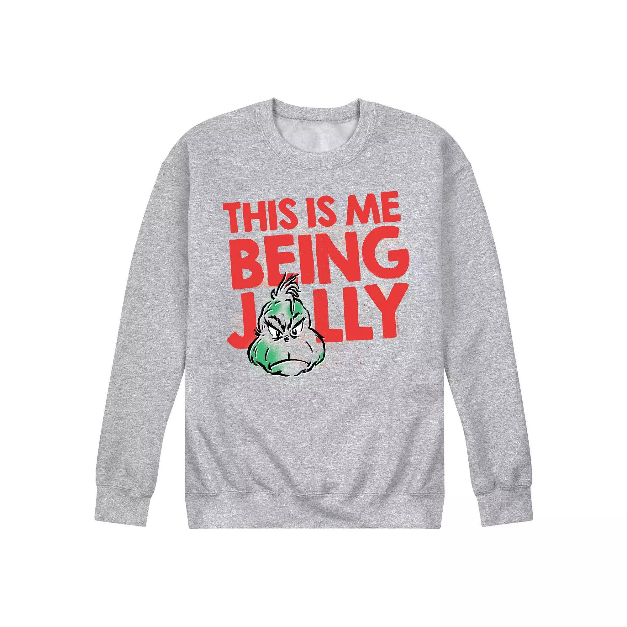 Men's Dr. Seuss The Grinch This Is Me Being Jolly Fleece Sweatshirt, Size: Small, Blue Product Image