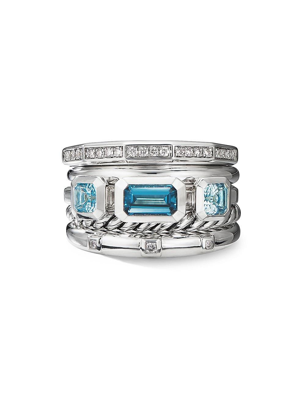 Womens Stax Wide Ring with Hampton Blue Topaz & Diamonds Product Image