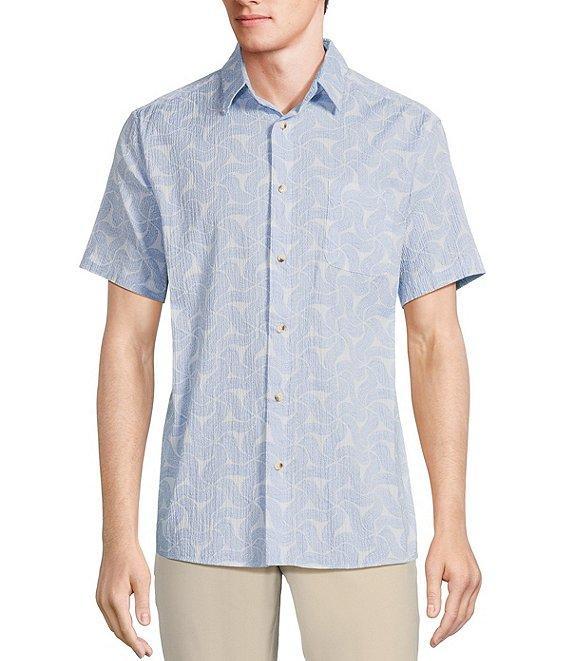 Rowm Short Sleeve Seersucker Swirl Print Shirt Product Image