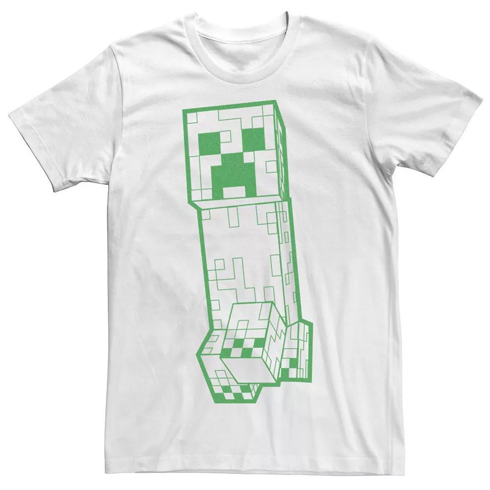 Men's Minecraft Abstract Creeper Walking Pixels Tee, Size: Small, White Product Image