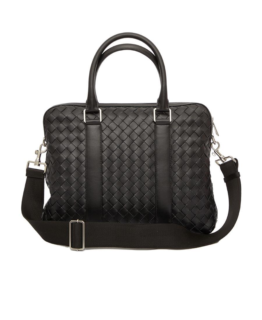 BOTTEGA VENETA Slim Intrecciato Leather Briefcase In Black Product Image