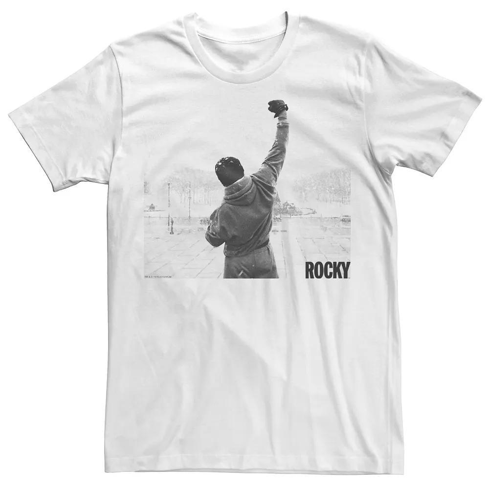 Men's Rocky Fist Raise Grey Scale Movie Poster Graphic Tee,  Product Image