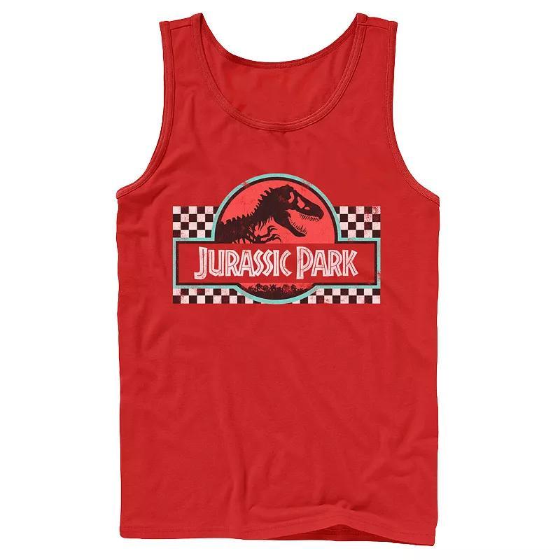 Men's Jurassic Park Retro Colors Checkered Logo Tank Top, Size: XL, Black Product Image