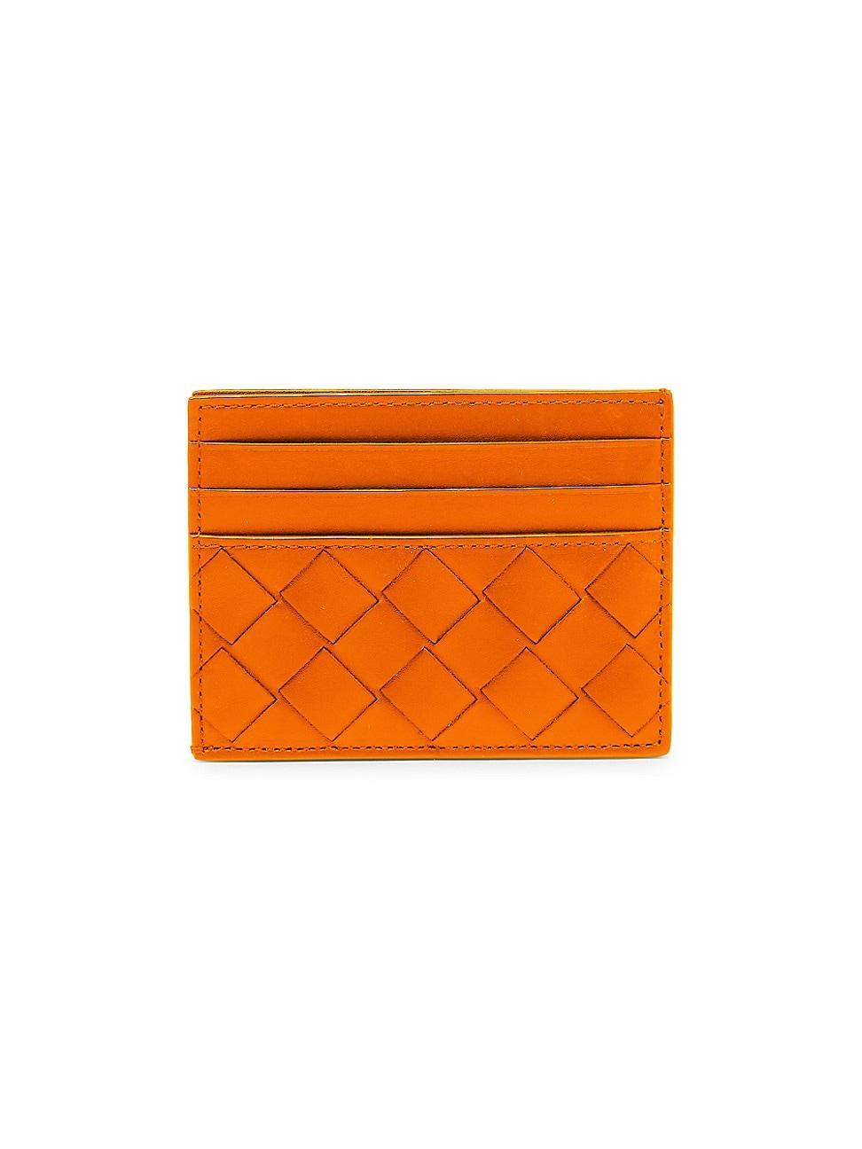 Mens Woven Leather Card Case Product Image