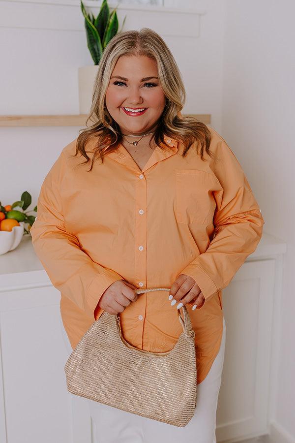 Sending Good Luck Button Up Top In Orange Curves Product Image