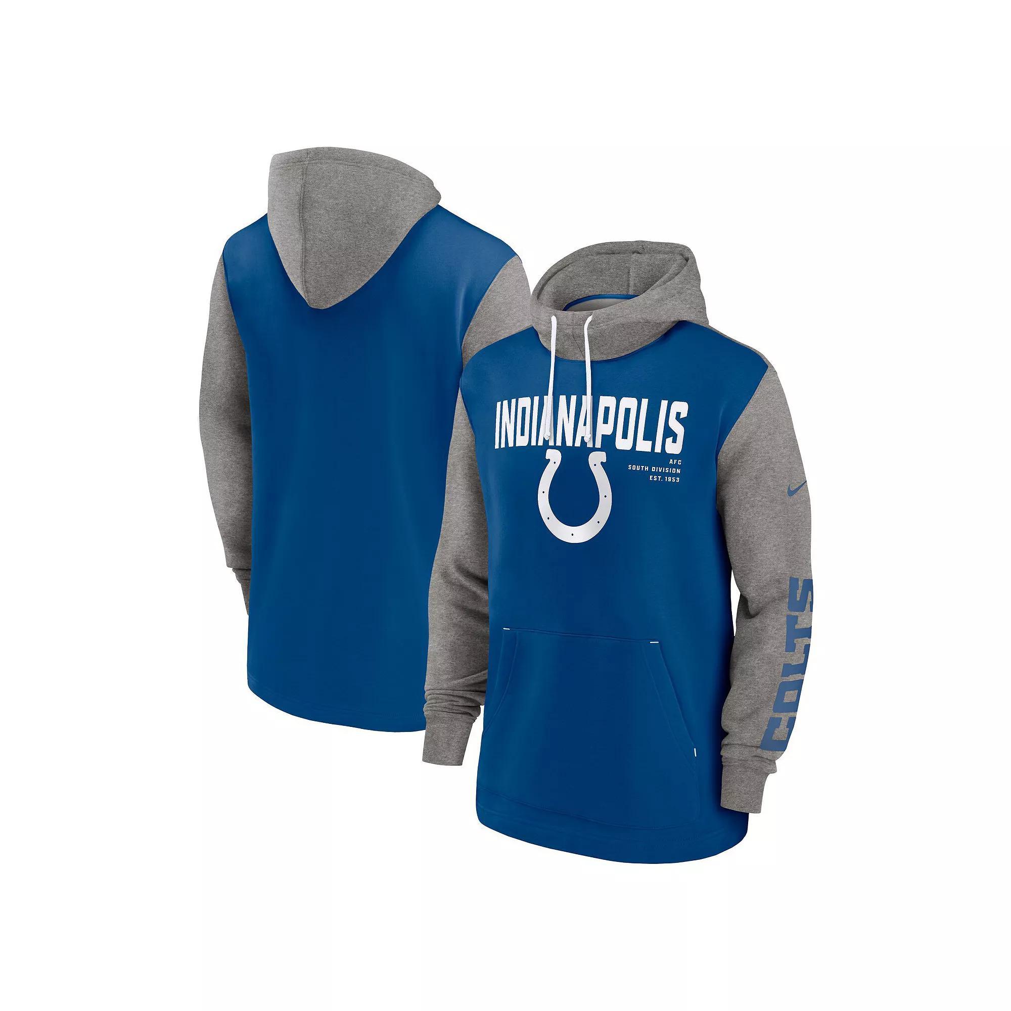 Men's Nike Royal Indianapolis Colts Fashion Color Block Pullover Hoodie,  Product Image