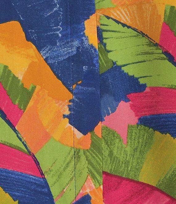 Investments Petite Caroline Signature Leafy Sketch V-Neck 3/4 Sleeve Button Front Top Product Image