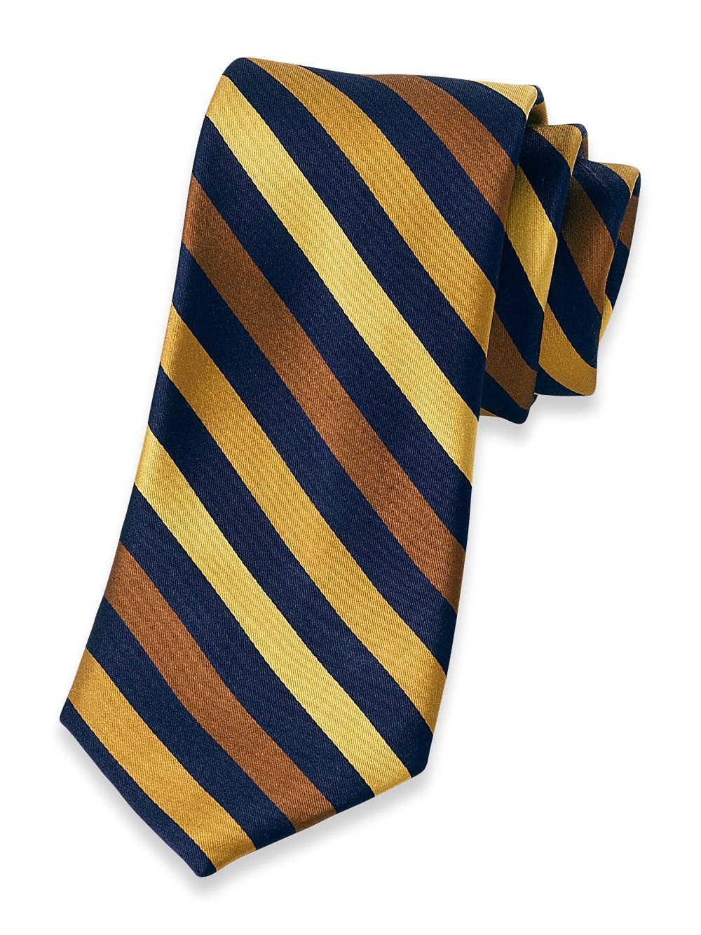 Stripe Woven Silk Tie - Gold/navy Product Image