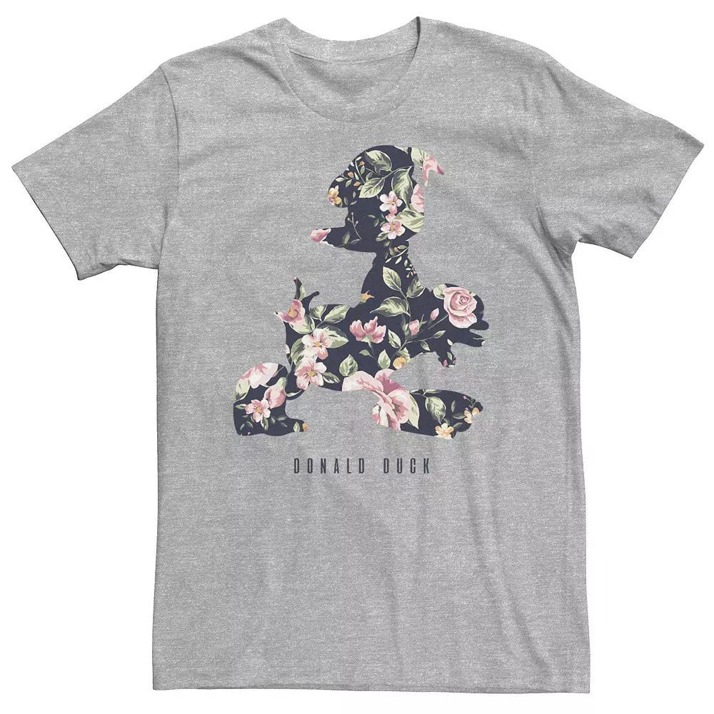 Big & Tall Disney Donald Duck Floral Fill Silhouette Tee, Men's, Size: 4XL Tall, Athletic Grey Product Image