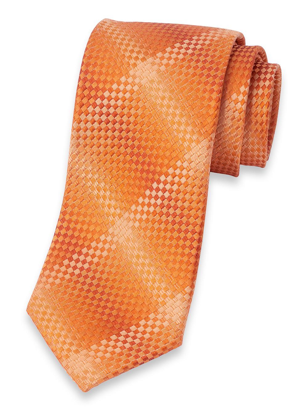 Geometric Woven Silk Tie - Orange Product Image