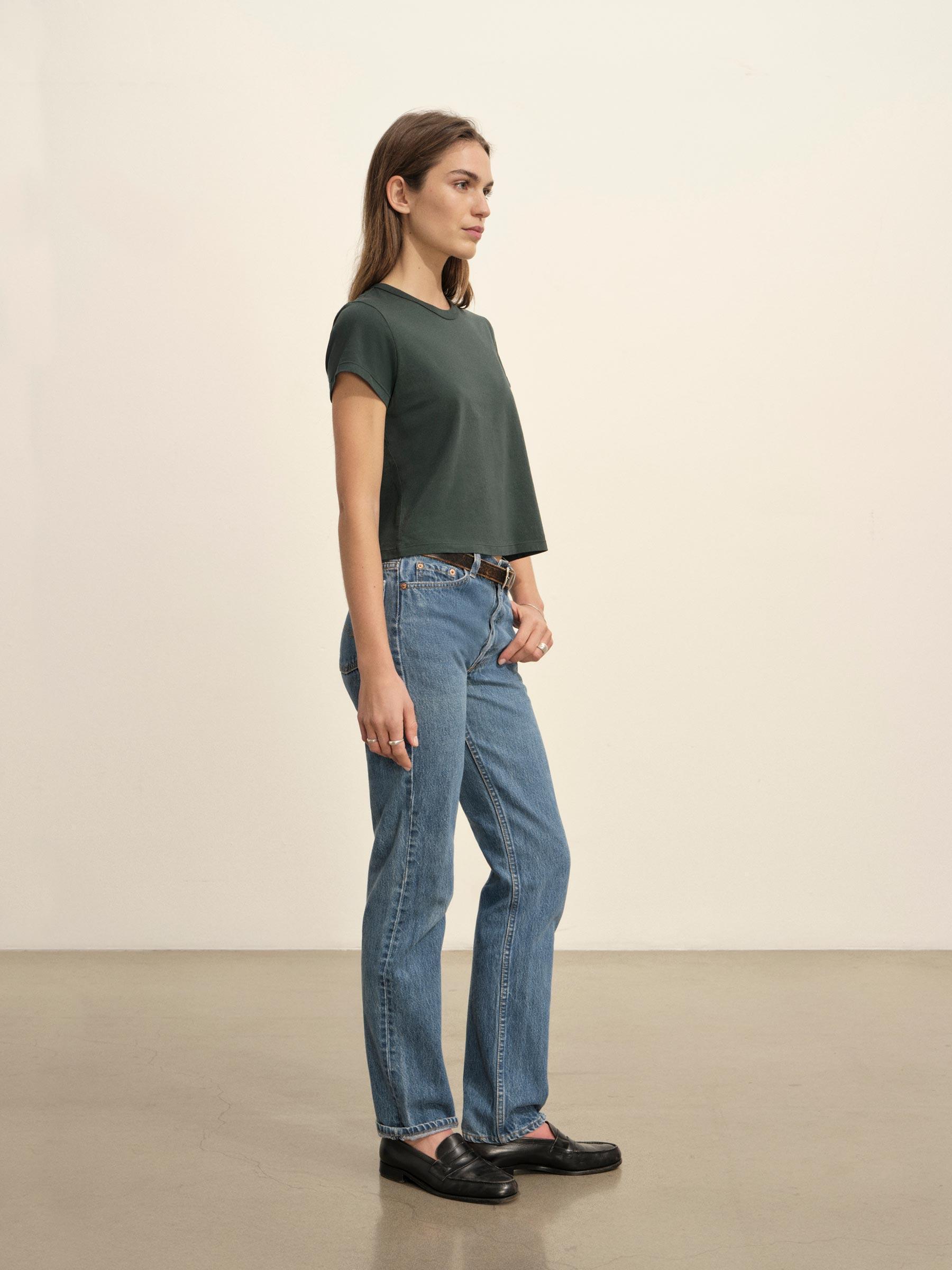 Dark Navy Pima Boxy Crew Product Image