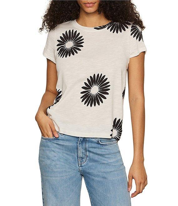 Sanctuary The Perfect Tee Palm Print Crew Neck Short Sleeve Top Product Image