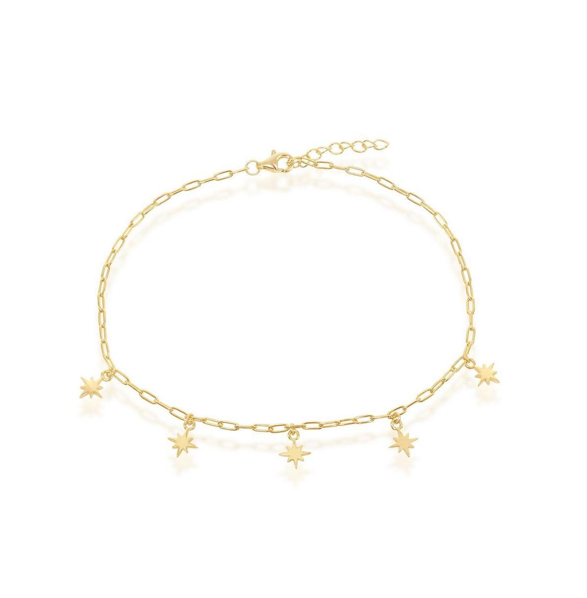 14k Gold Over Sterling Silver Charm Anklet, Womens Moon Star Product Image