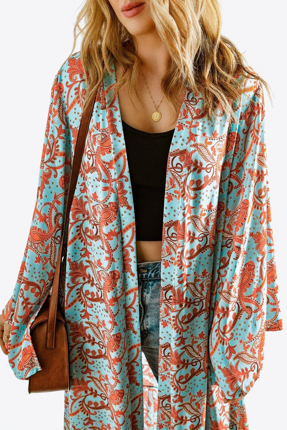 Printed Open Front Duster Cardigan Product Image