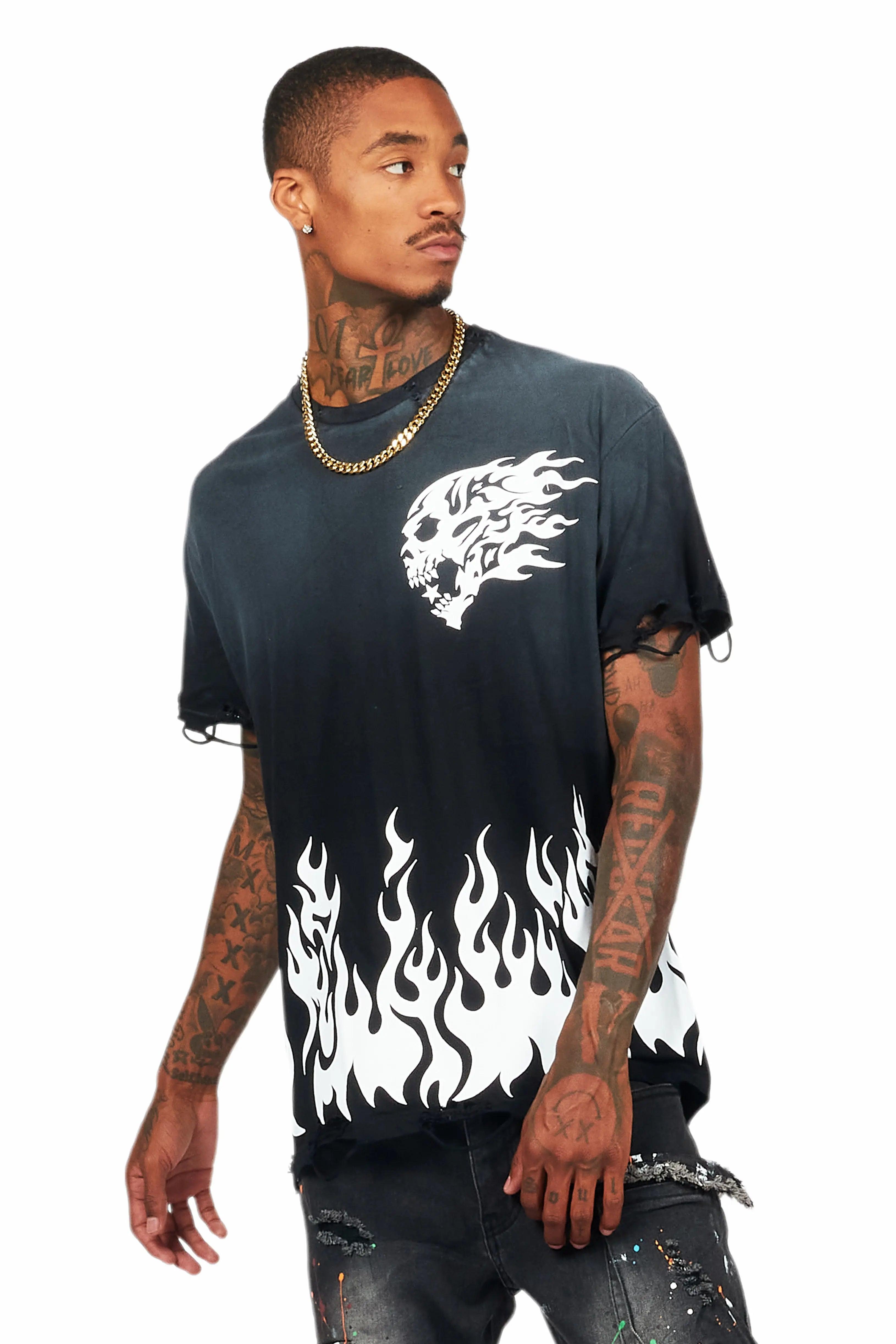 Bubble Black Oversized Graphic T-Shirt Male Product Image