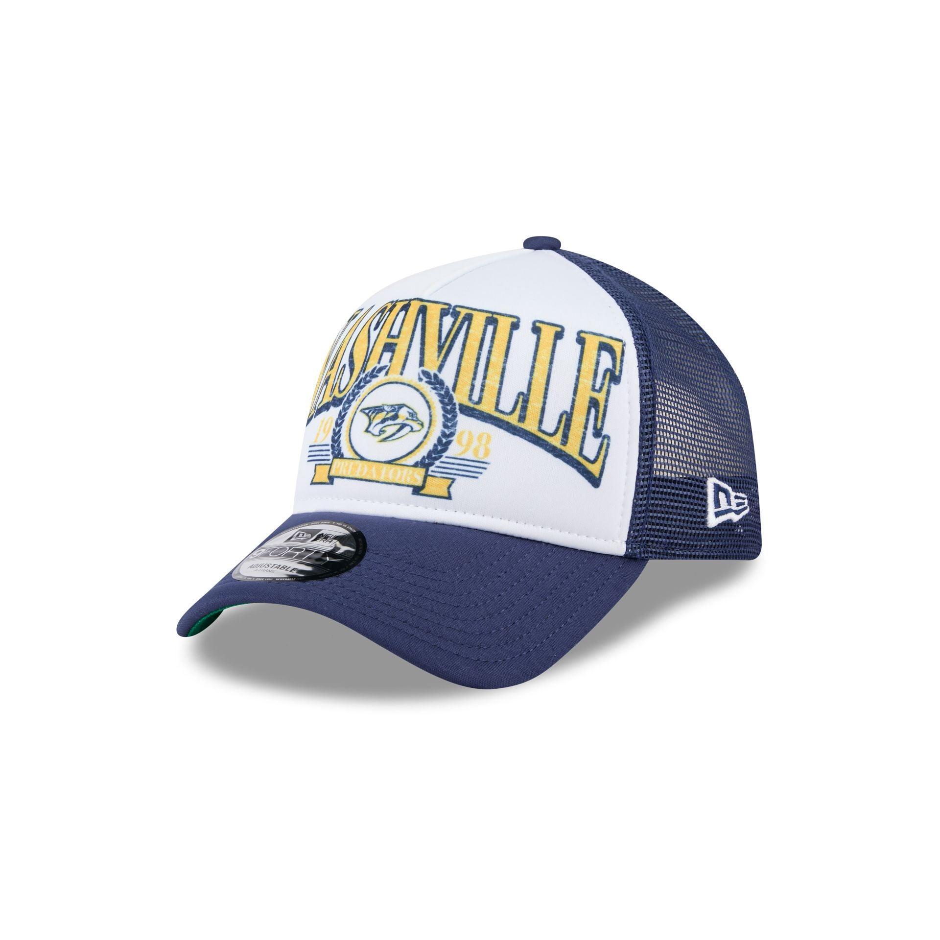 Nashville Predators Distressed 9FORTY A-Frame Trucker Hat Male Product Image