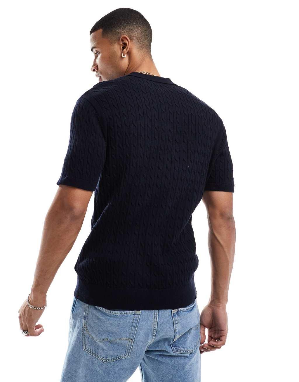 Brave Soul knit textured button up top in ecru Product Image