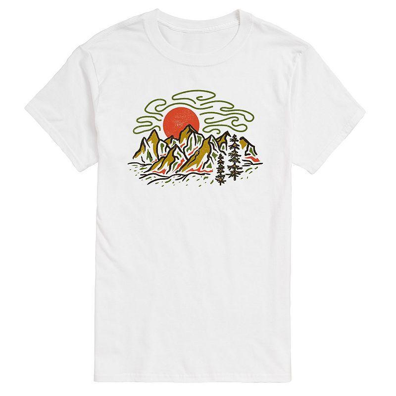 Men's Colorful Mountains Graphic Tee, Size: Large, White Product Image