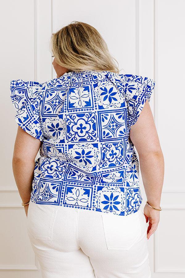 Inspiring Sights Floral Top in Royal Blue Curves Product Image