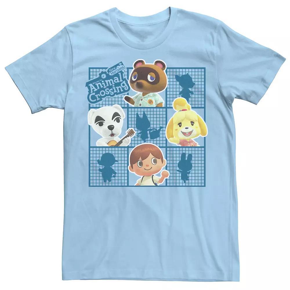 Men's Animal Crossing Group Shot Grid Tee, Size: Small, Light Blue Product Image