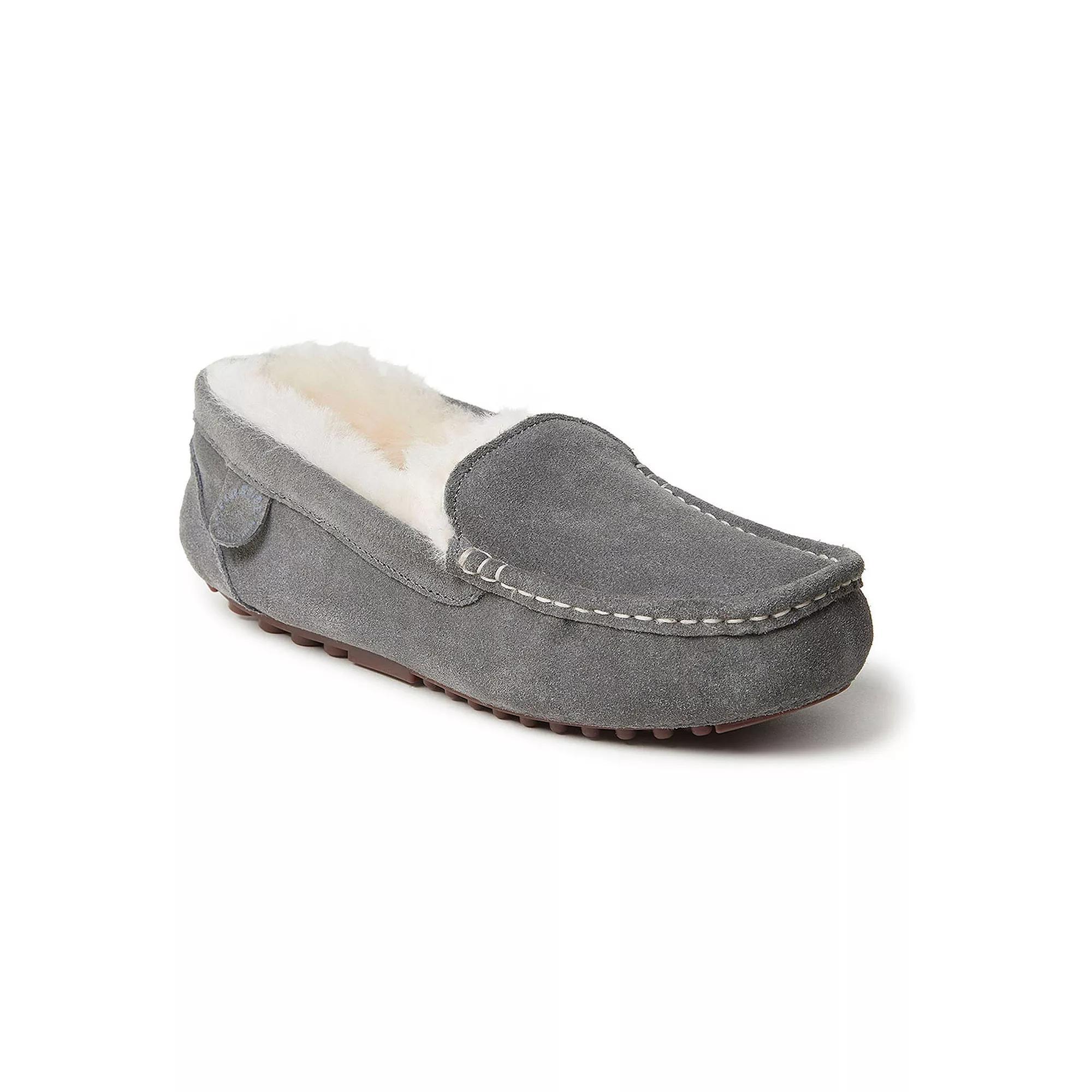 Fireside By Dearfoams Mel Wool-Lined Women's Moccasin Slippers, Size: 9 Wide, Gray Product Image