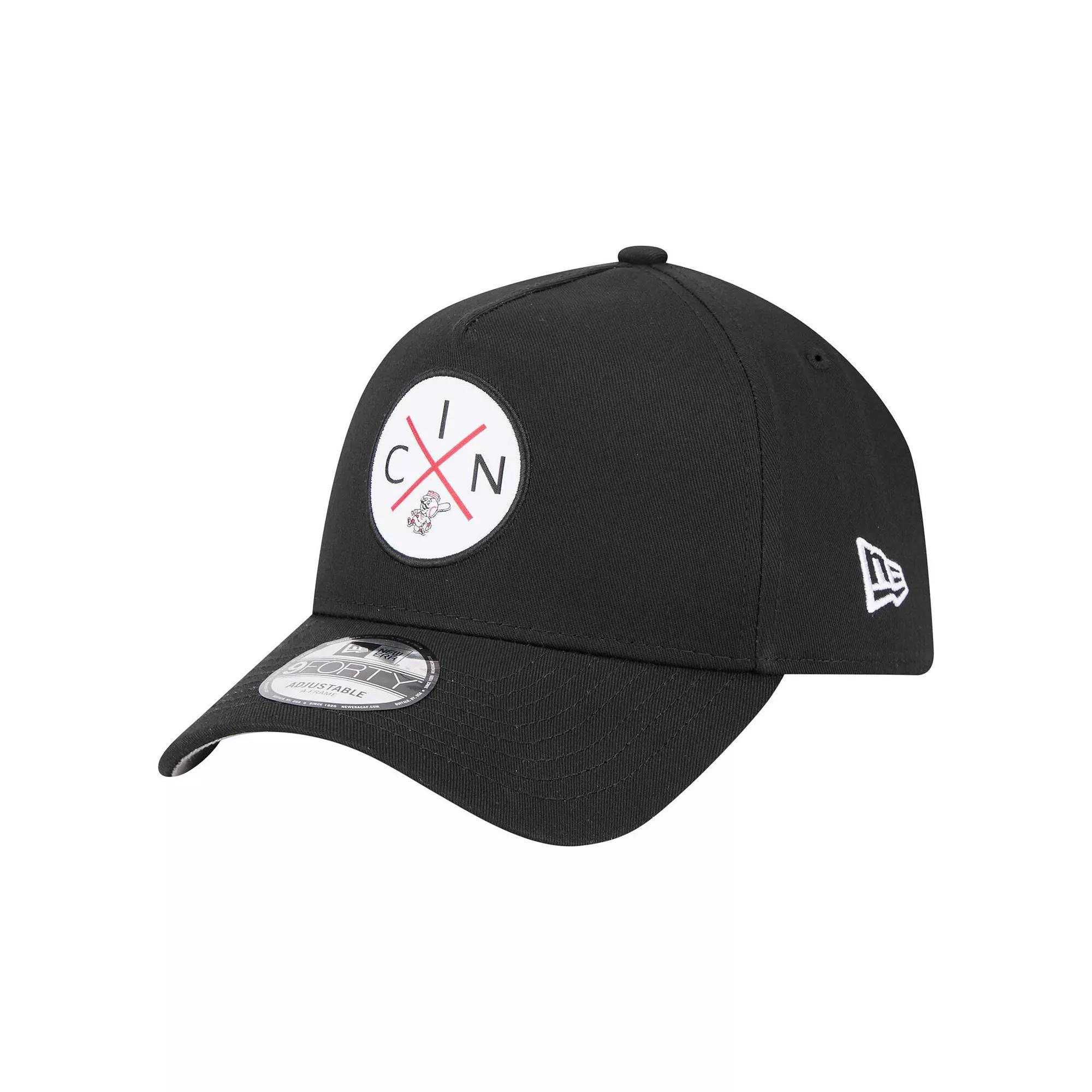 Men's New Era Black Cincinnati Reds 9FORTY A-Frame Adjustable Hat, Red Black Product Image